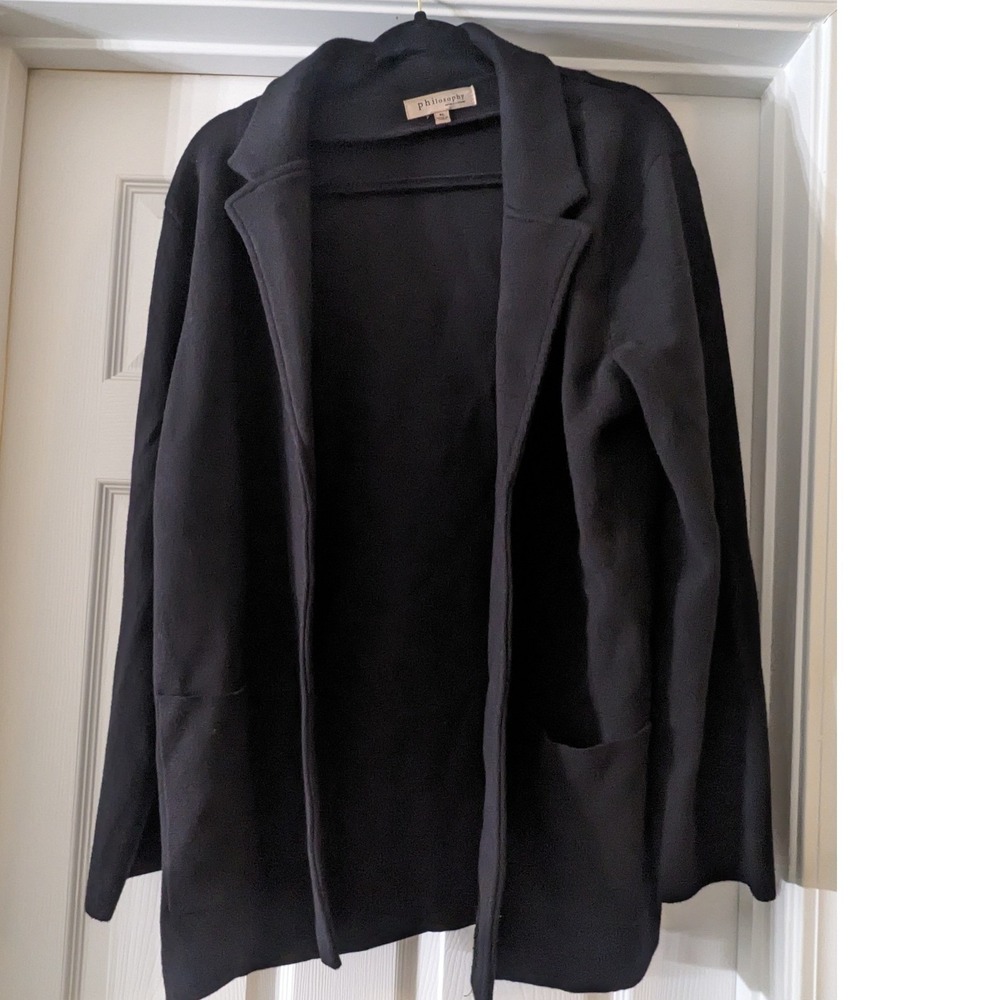 Philosophy Clothing Black Knit Open Front‎ Blazer Jacket XL